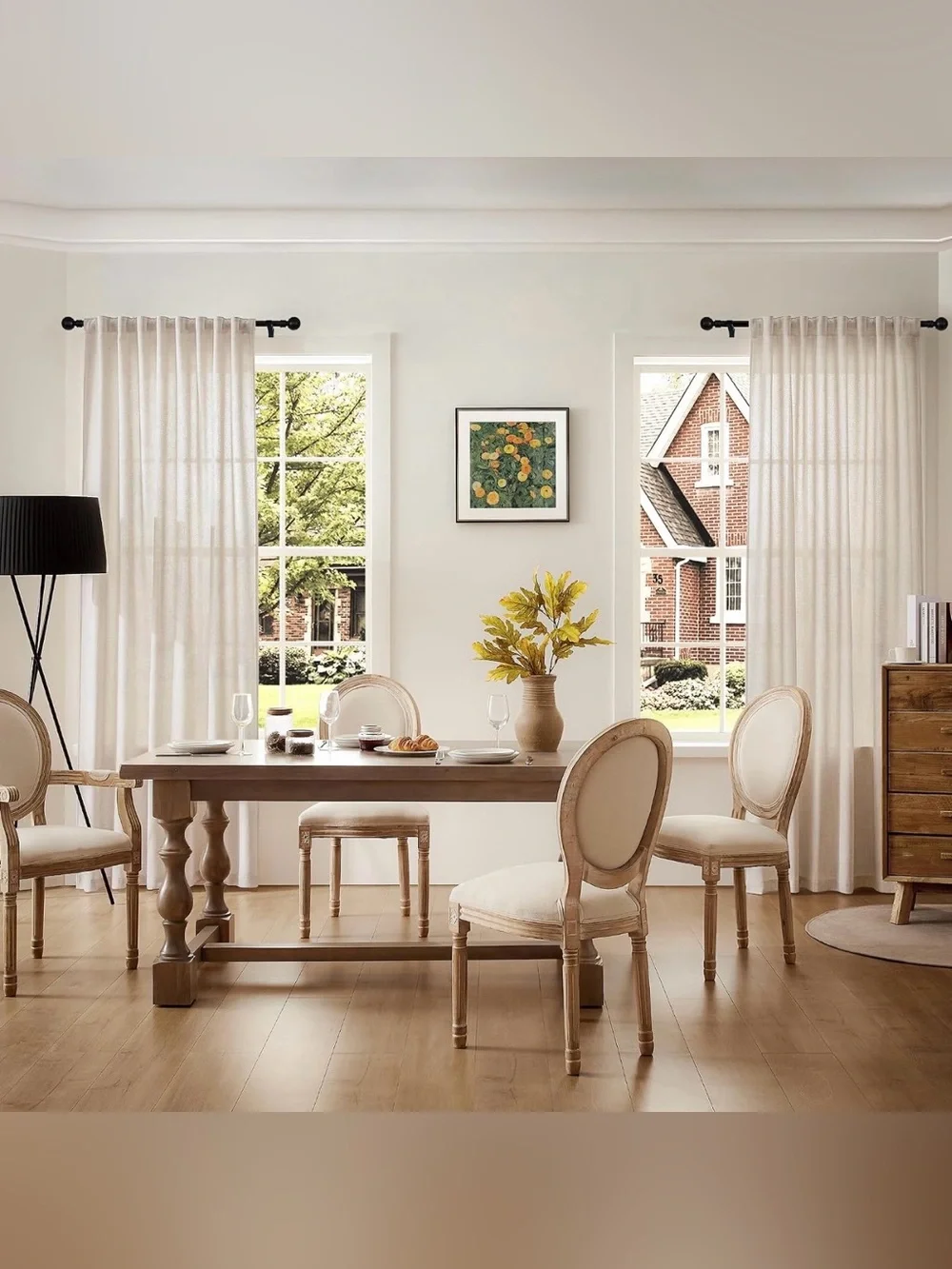 Beige 98” L x 54” W Curtains Drapes 2 Panel Set Semi Sheer NWOT